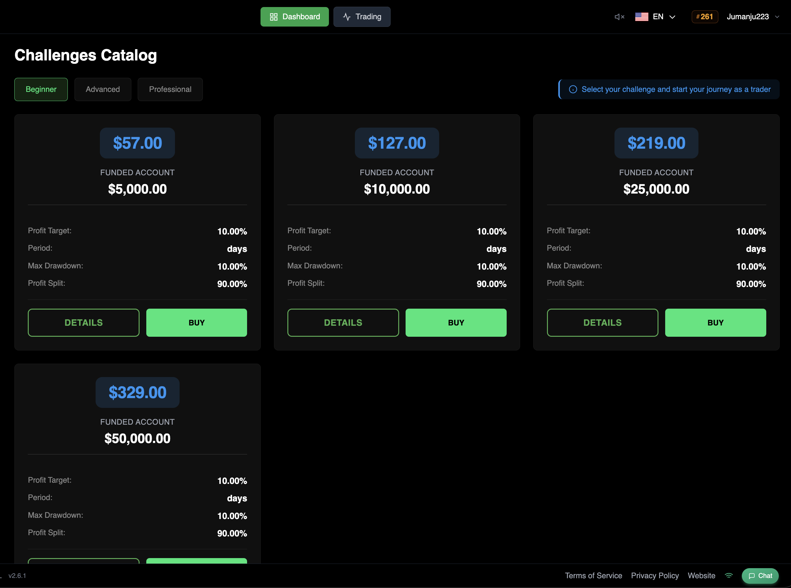 Challenges Catalog — select your challenge